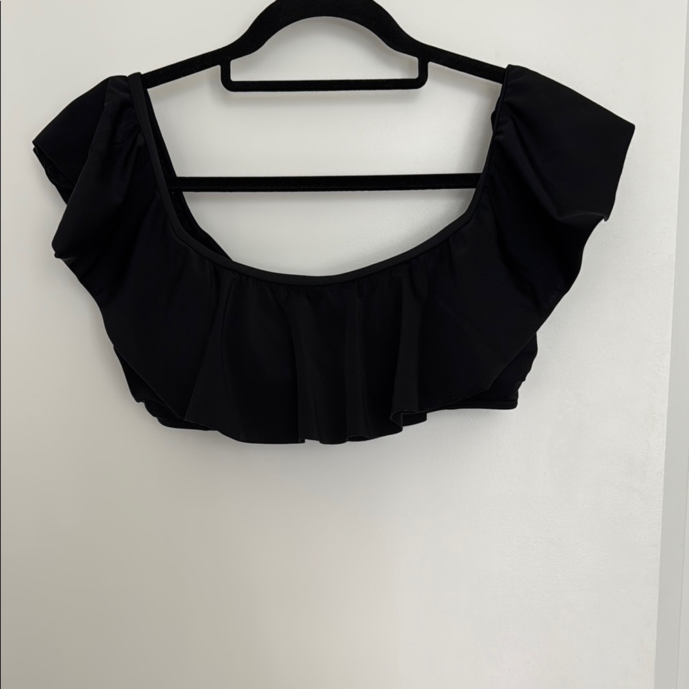 Victoria's Secret Black Flutter Sleeve Crop Top